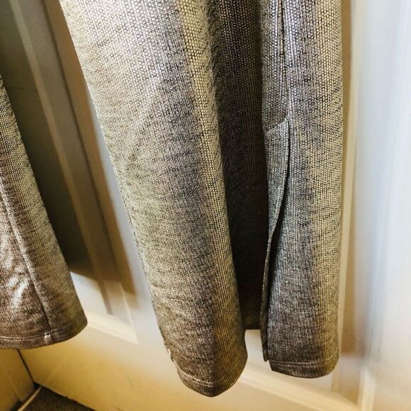 NWOT Clara Sun Woo Gold Lamé Open Shoulder Bell Sleeve Top and Classic Side Slit - Picture 16 of 16